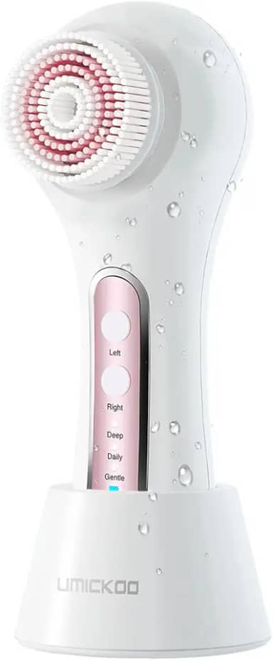 Esfoliante facial, escova de limpeza facial, recarregável, IPX7, à prova d'água, com 5 cabeças de escova, escova elétrica giratória facial para esfoliação, massagem e limpeza profunda