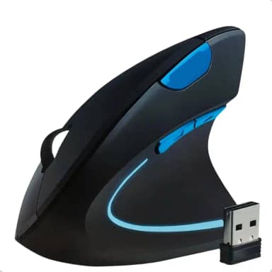 Mouse Vertical Sem Fio Ergonômico Recarregável, Conforto para Longas Horas, Conexão 2.4G USB + Bluetooth, Gamer e Profissional, Preto