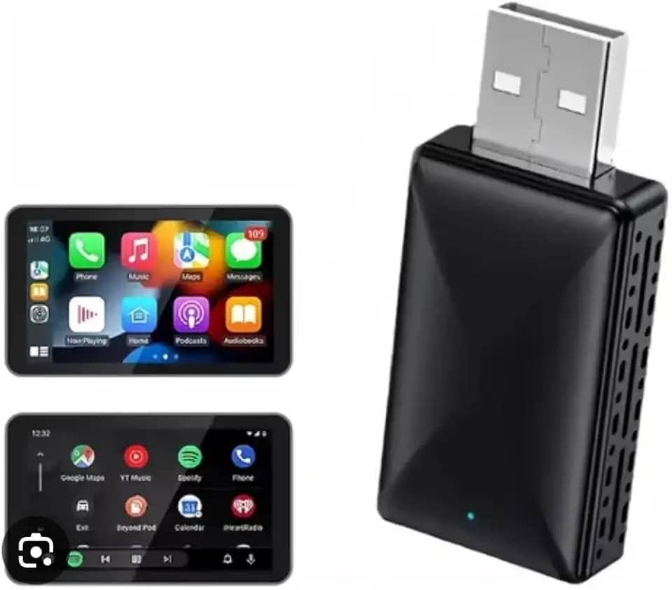 Adaptador Android Auto e CarPlay Sem Fio, Conversor de Conexão Wireless, Compatível com iPhone e Android