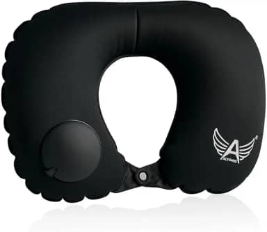 Almofada de Pescoço Inflável para Viagem – Conforto Compacto, Dobrável e Ergonômico 33x24cm