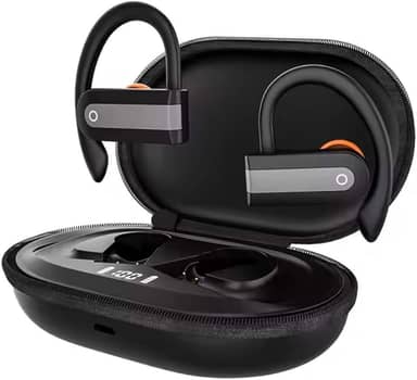 Fone de Ouvido Bluetooth Esportivo 5.4 com Gancho Som HD, Bateria Duradoura, Resistente à Suor IPX5, Cancelamento de Ruído, Microfone, LED Display e Conexão Sem Fio Estável para Corrida e Academia