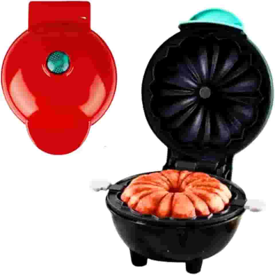 Máquina de Fazer Bolos Doces Waffle Rosquinhas Donuts Assadeira Mini Bundt Cake Maker Premium (220, Volts)