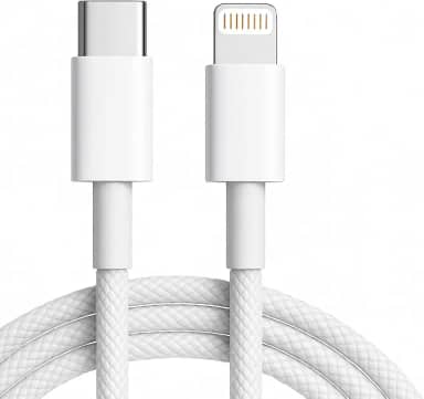 Cabo Carregador Turbo 2 Metros Trançado De Nylon Branco Compatível com iPhone 14/13/12/11/XR/XS/8/7/SE/Certificado Premium