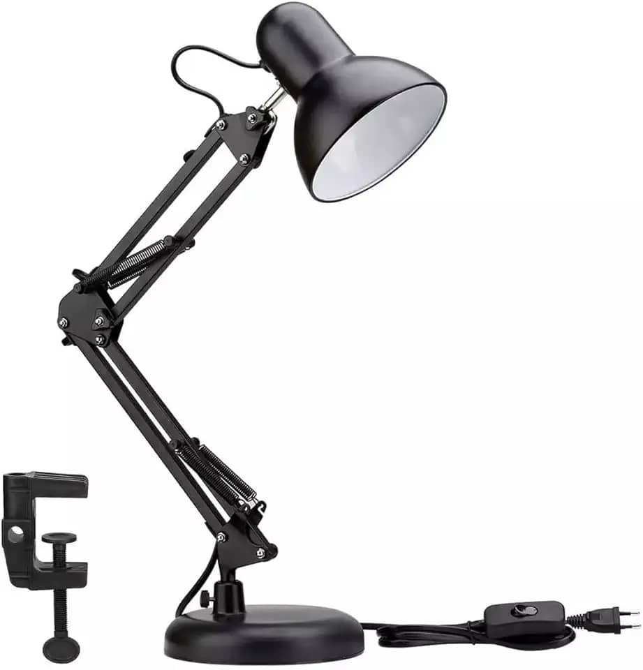 Luminária Articulada De Mesa Abajur Modelo Pixar Com Base E Garra (PRETO)