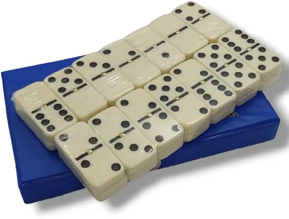 JOGO DE DOMINÓ PROFISSIONAL DE OSSO ESTOJO COM 28 PEÇAS GRANDES PROFISSIONAL COM ESTOJO PARA ARMAZENAGEM