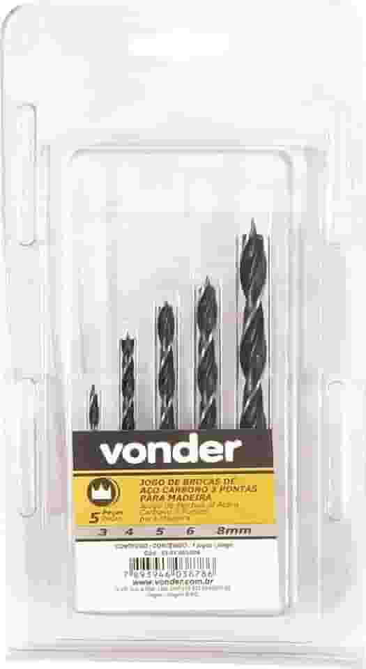 Vonder, Jogo De Brocas 3 Pontas Com 5 Peças, De 3 Mm A 8 Mm.