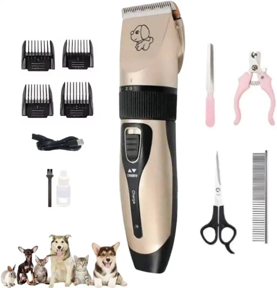 Máquina De Tosa Pets sem fio para Cachorros Gatos com Lâminas Precisas e com Altura Ajustável - Maquininha Profissional de Tosar e Recarregavel Bivolt 110V/220V Acompanha Acessórios - Linha Premium