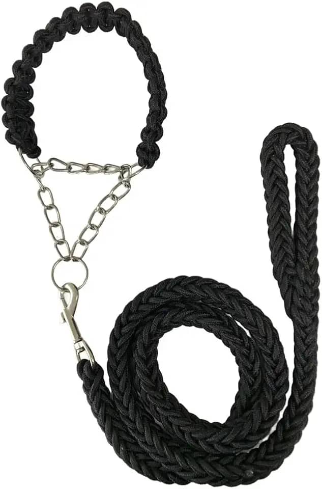 Guia Coleira Unificada Artesanal Super Resistente Cachorro Grande Médio Porte Enforcador Reforçado(Preto,G)