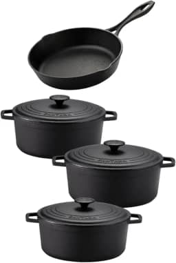 Jogo de panela de ferro fundido caçarola Neo 16, 18, 22 tampa de ferro alça de ferro e frigideira 20 sem tampa Santana