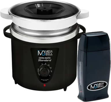 Kit Panela Depilação Termocera 900g Com Refil Preta + Aquecedor de Cera Roll-on Preto