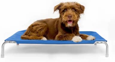 Cama Suspensa Elevada Pet para Cachorro Leve Resistente Aluminio 75x50cm Tamanho M Suporta Até 35Kg - Dogets (Azul)