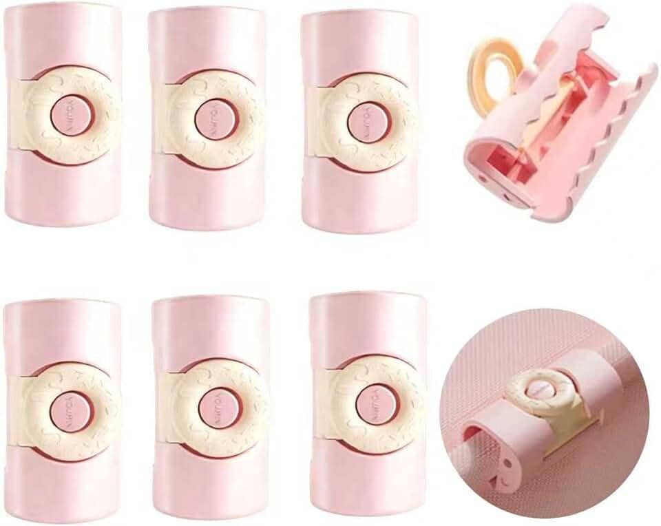 Prendedores de lençol cilíndricos, fixadores de lençol ajustáveis sem agulha que seguram acessórios de cama deslizantes e caem para a maioria dos colchões, há um fecho tipo donut, clipes de vedação de