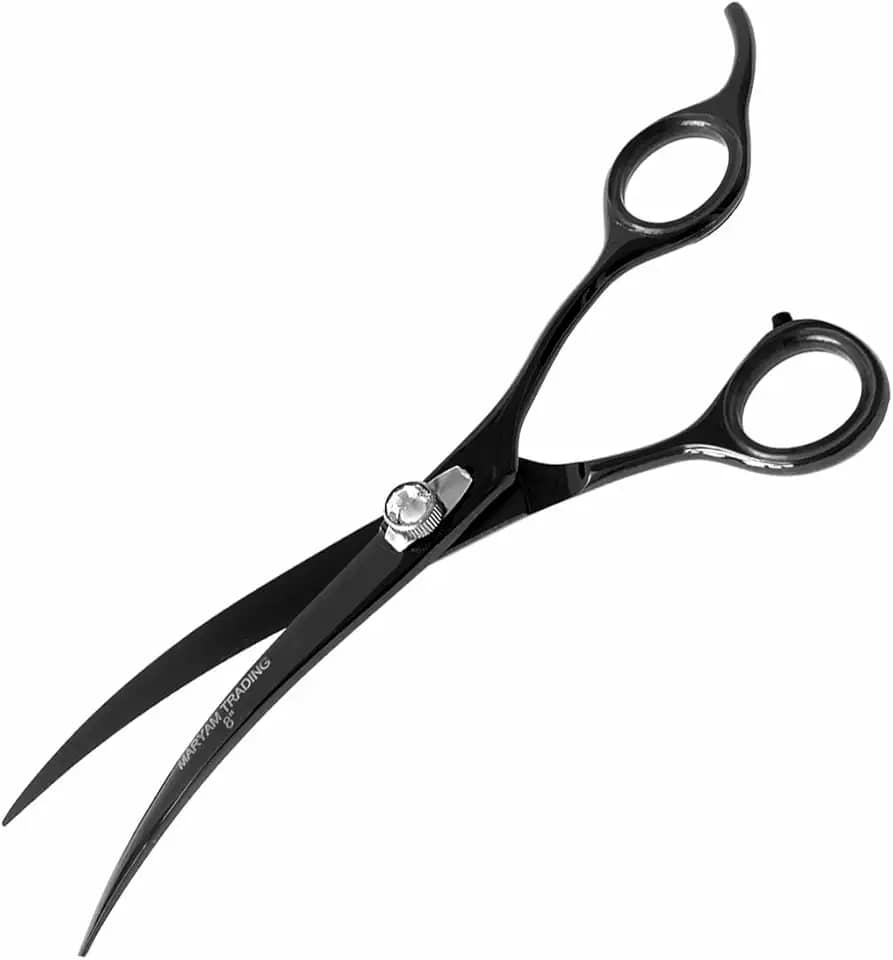 Tesoura Maryam Curva 7" Tosa Profissional Cachorro Pet Shop (Preta)