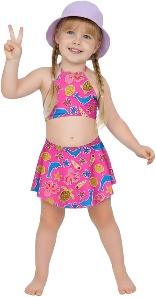 Conjunto Biquíni Praia Infantil Top Sem Bojo Calcinha Babado