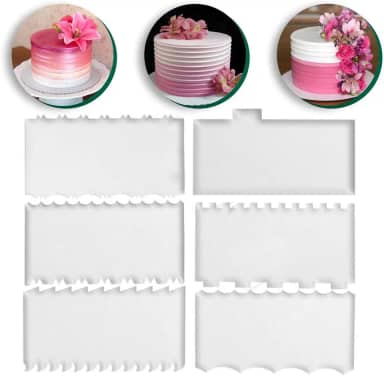 Kit de Espátulas Acrílicas levolpe para Decoração de Bolos, 6 Unidades, 12 Modelos, 8 cm x 15 cm, Material Acrílico