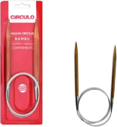Agulha Circular para Tricô Bambu e Aço 80cm - 3mm - Círculo | Leve, Resistente e Confortável Cabo de Aço Inoxidável Esta Ferramenta É Indispensável Para Criar Peças Com Acabamento Impecável E Sem Emendas
