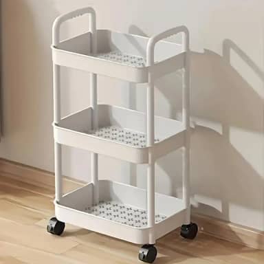 Carrinho Organizador Multiuso Com 3 Prateleiras E Ganchos (Branco)