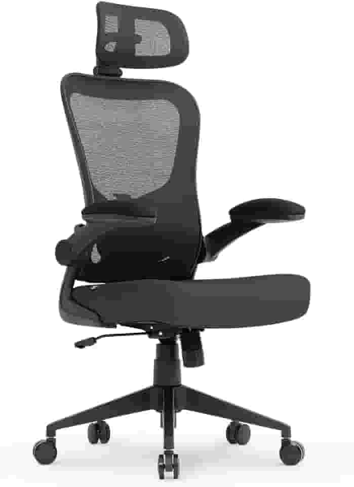 Cadeira de Escritório Ergonômica, DT3 Vita com apoio de cabeça 3D, Apoio Lombar Ajustável, Mesh Spandex ™ Respirável + Tecido Softex™ Espuma Injetada, Certificada NR-17, Cadeira Giratória(Dark Grey)