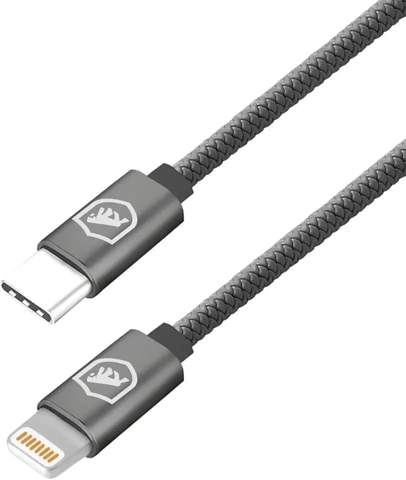 Gshield Cabo de Dados e Carregamento Rápido Symetric em Termoplástico Reforçado 1,5 Metros, Cinza (Lightning/Tipo C, Cinza)
