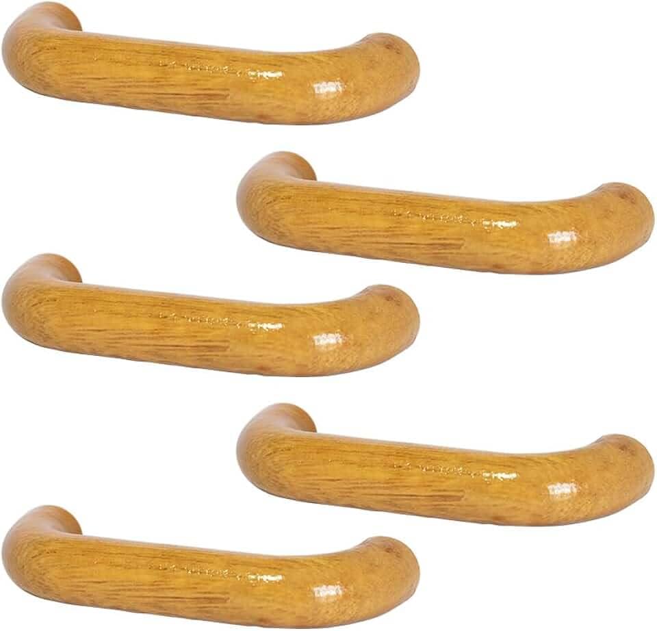 5 Puxador Alça De Madeira Para Gaveta Armário Cozinha Rústica 96mm (Cerejeira)