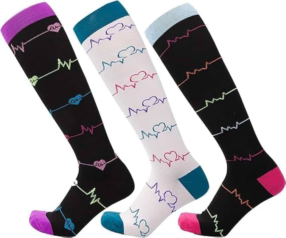 J COLOUR Meias de compressão para homens e mulheres 20-30 mmHg melhor para Médicos, Enfermagem, Academia, Treino, Corrida, Varizes, Viagens