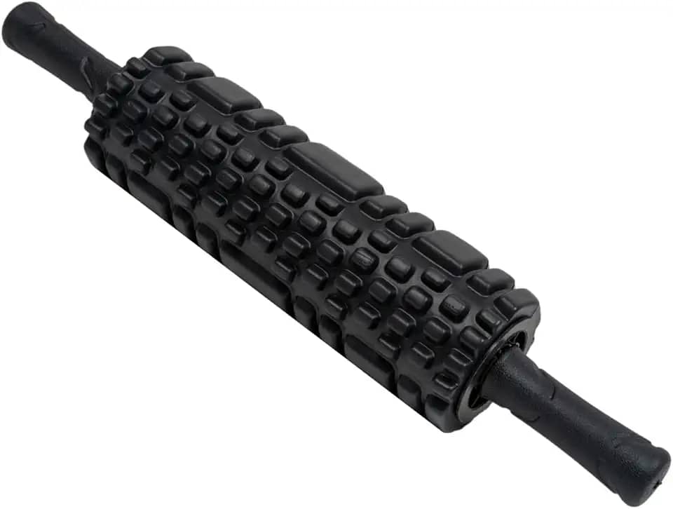Rolo de Massagem Foam Roller com Bastão Liberação Miofascial Premium Rubber Fit