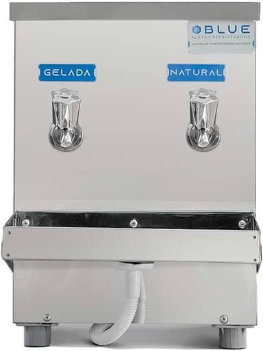 Bebedouro Purificador Industrial Blue Bancada 2 Torneiras Natural e Gelada 10L Inox PIB10L220VN-2T 220V
