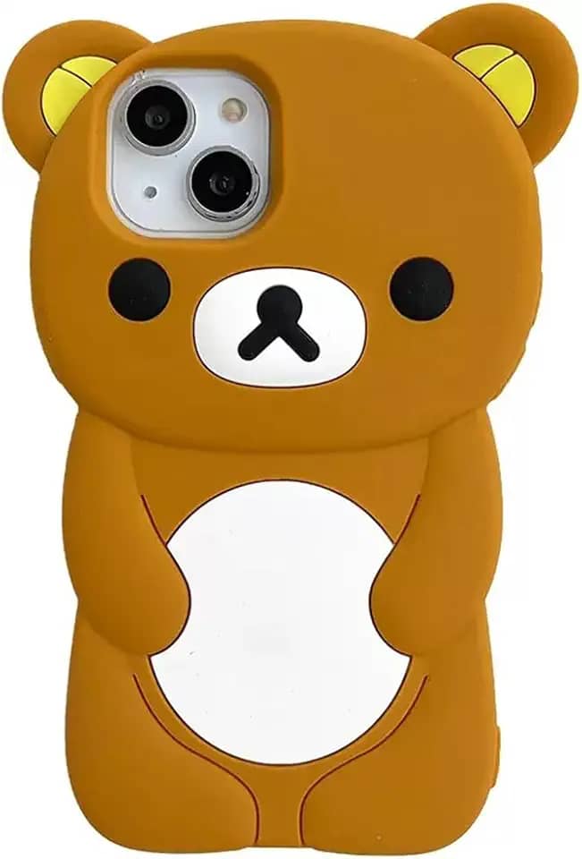 Capa de silicone macia com estampa de urso para iPhone 17 16 15 14 13 12 11 Pro Max mini Plus Xs XR 6 7 8 Plus, mano