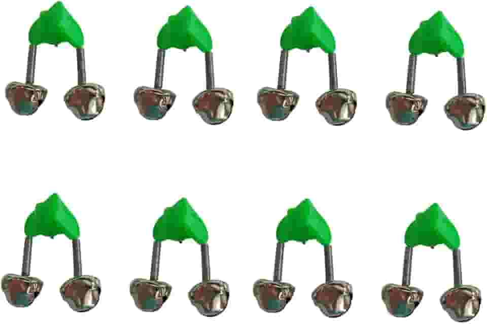 ZYYC 8 peças de vara de pesca extra alto alarme alarme duplo alerta verde prateado para todos os tipos de vara do mar