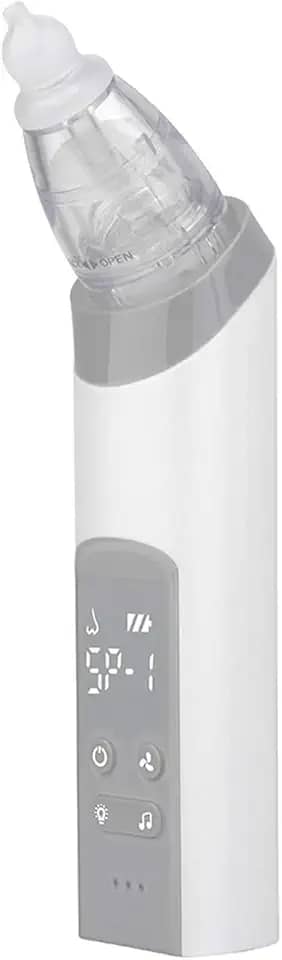 JJone Aspirador nasal para bebê com 3 pontas de silicone e potências de sucção, lanterna embutida e música