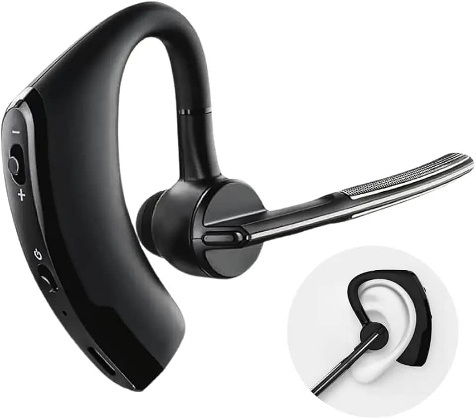 Fone de Ouvido Intra-Auricular Sem Fio V8S BT5.0, Bluetooth, Atendimento de Chamadas, Microfone, Esportes, Gancho de Orelha, Preto, 1 Unidade