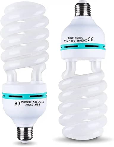 2 Pçs 85W Lâmpada 5500K Cfl Roas Luz do Dia Espiral Softbox Kit de Iluminação Lâmpada Em Soquete E27/E26 para Fotografia Caixa de Fotos (135W-2P)