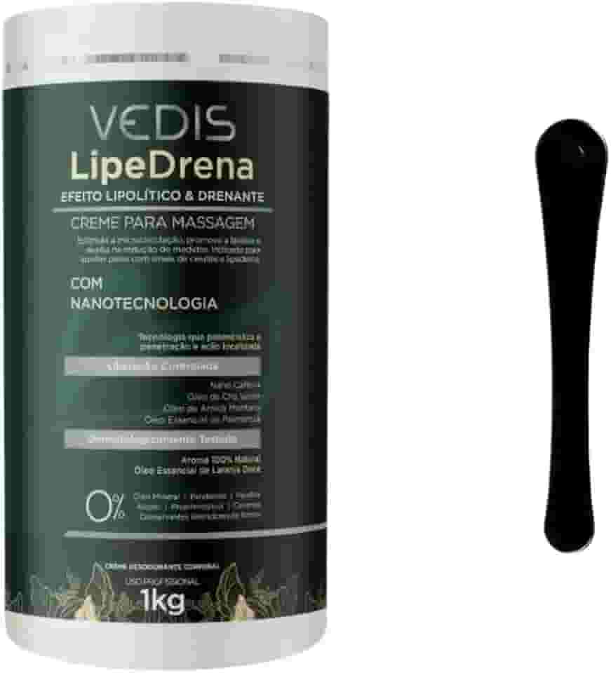Creme de Massagem LipeDrena 1kg Vedis Profissional – Lipolítico e Drenante com Nanotecnologia