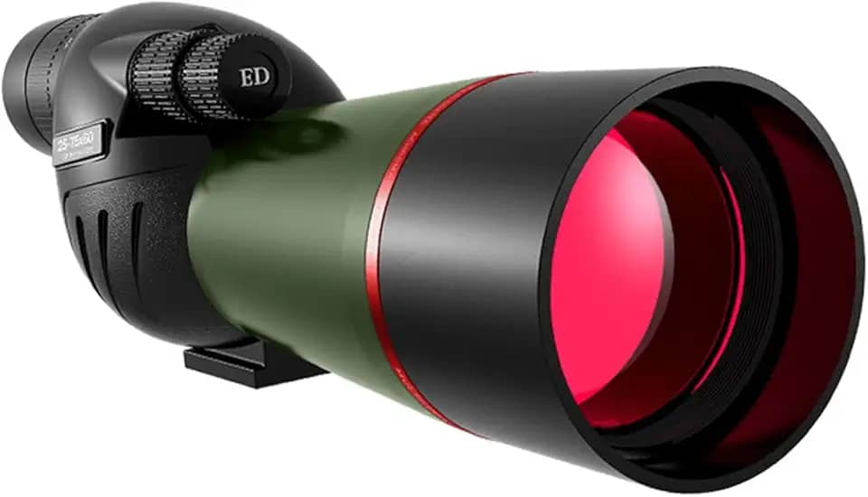 BaotyJie 25-75x60 Luneta de Observação, Telescópio Cenário Concerto Escalada Observação de Pássaros Lente de 60mm de Diâmetro Adaptador de Telefone Monocular, Preto Verde