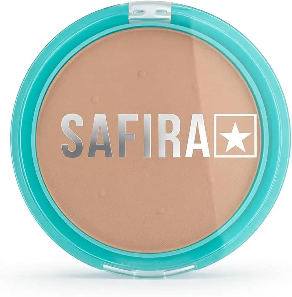 Pó Compacto Facial Bronzeador Bege Nude, Acabamento Natural, Controle de Oleosidade, Safira