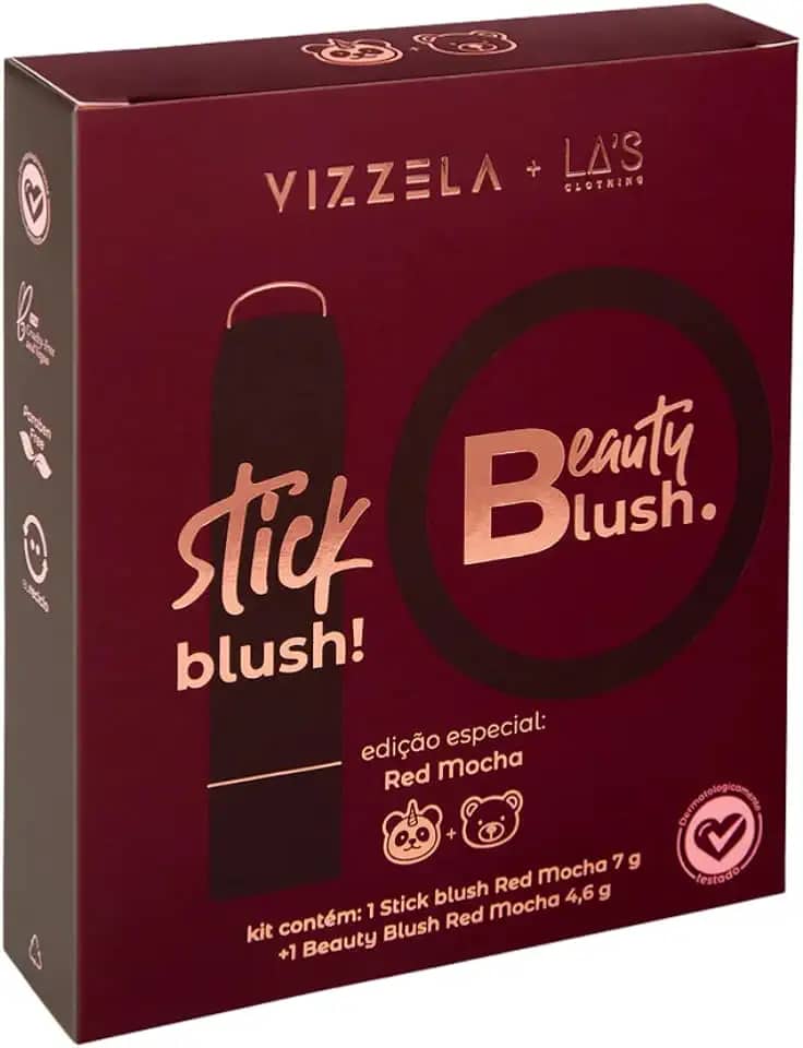 Kit Beauty Blush Red Mocha, Bastão 7g + Compacto 4,6g, Acabamento Natural, Marrom Avermelhado