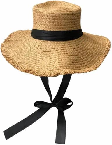 Chapéu Paris Palha Trançada Aba Larga Desfiada