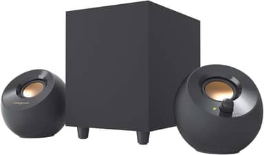 Creative Alto-falantes de desktop Pebble Plus 2.1 com poderoso subwoofer de acionamento e drivers de campo distante, potência total de até 8W RMS para PCs de computador e laptops (preto)