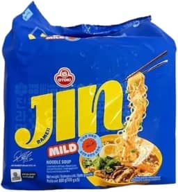 MACARRÃO COREANO INSTANTÂNEO | LAMEN JIN MILD | PACK 5X + STICKER ADESIVO | 5 PACOTES + 1 STICKER