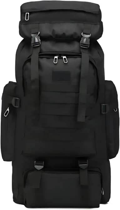 Mochila Cargueira Camping Impermeável 80litros Travessia Trilha Preta Desenho do tecido Liso Qualidade Premium para sua Viagem