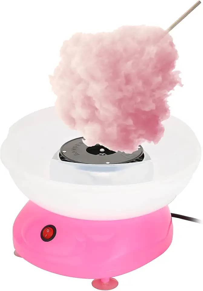 Máquina de algodão doce, mini máquina elétrica caseira de algodão doce funciona com doces duros, doces sem açúcar, fio de açúcar, tigela de aço inoxidável, para aniversário/festas