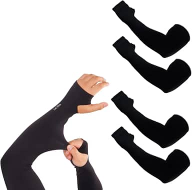 Kit 2 Pares Manguito Proteção Solar Braços Ciclismo Volei Corrida Dirigir Moto