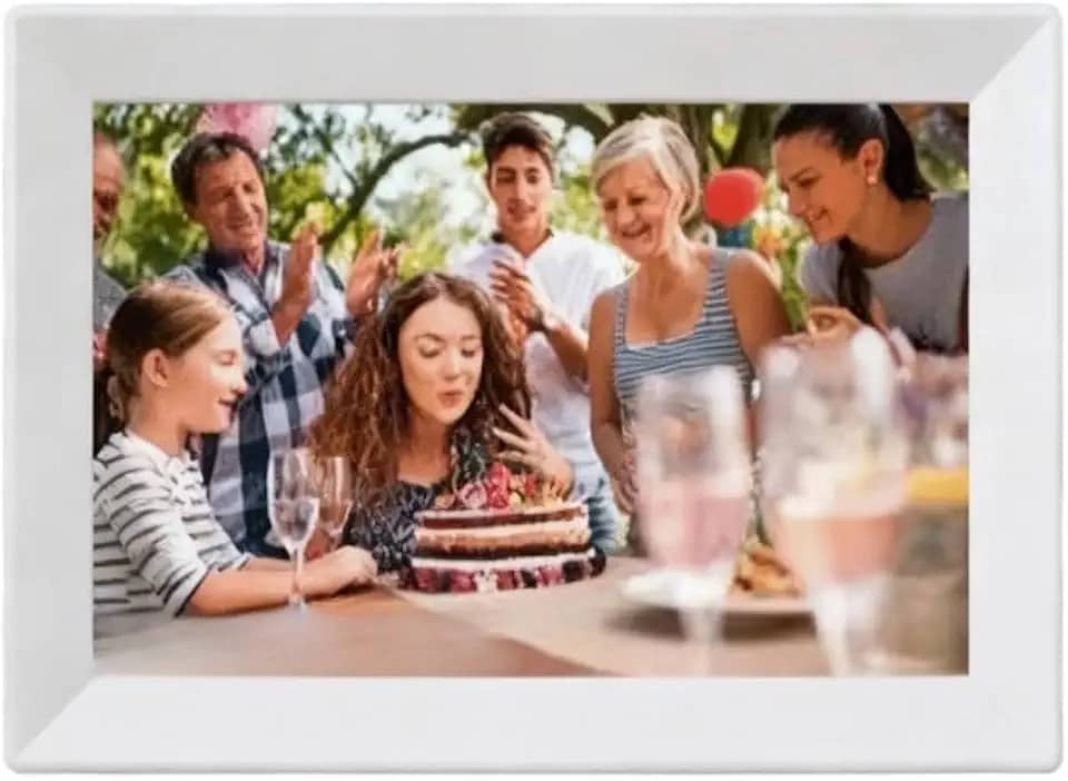 Porta Retrato Digital, Porta-Retrato Digital Wifi 7 Polegadas Touch C/Alto Falante, a Escolha Perfeita para Presente(branco)