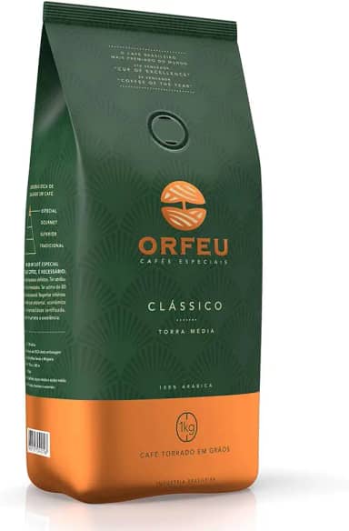 Orfeu Café Clássico em Grãos, 100% Arabica, Torra Média, 1kg