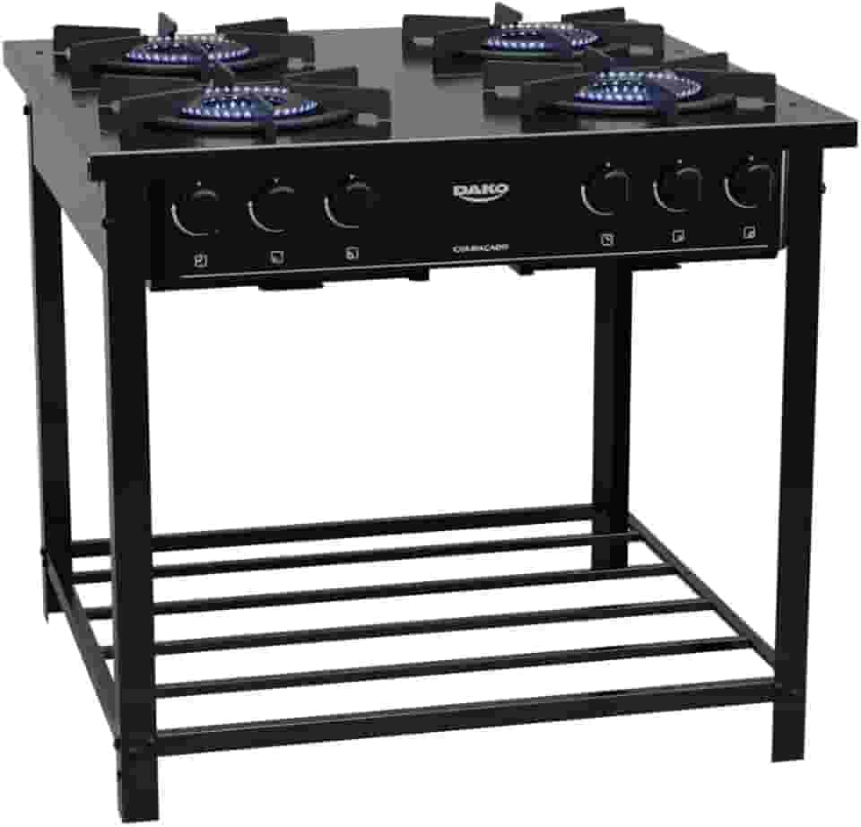 Fogão Industrial 4 Bocas Preto com Tripla Chama Dako Couraçado