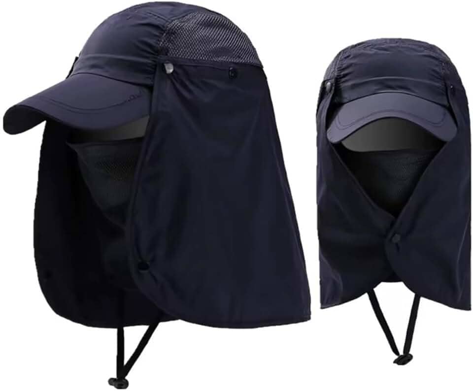 Melhor Boné Gorro Chapéu Pesca Protege Sol Picada Mosquitos Pernilongos Zika Dengue Proteção Cabeça Nuca Rosto Olhos - Cor Preto