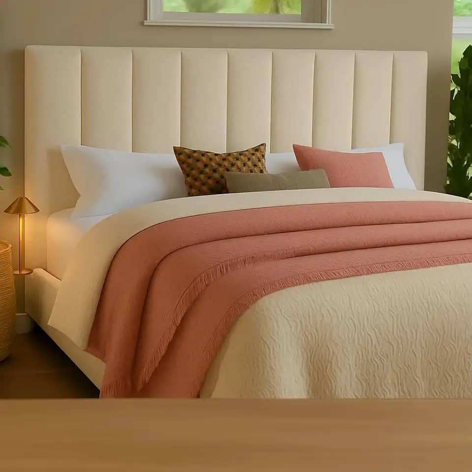 Cabeceira Modular Para Cama De Casal – Estofada Com Fita Dupla Face De Fixação Sem Furos Na Parede (Off White)