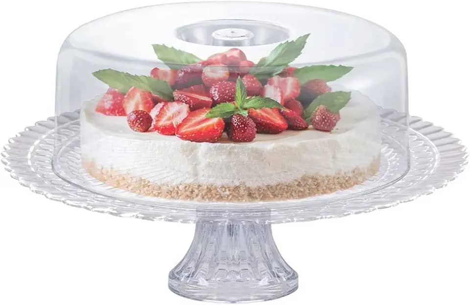 Ruvolo Boleira Gourmet, Boleira de Vidro Com Tampa Acrilica, Porta Bolo e Paes