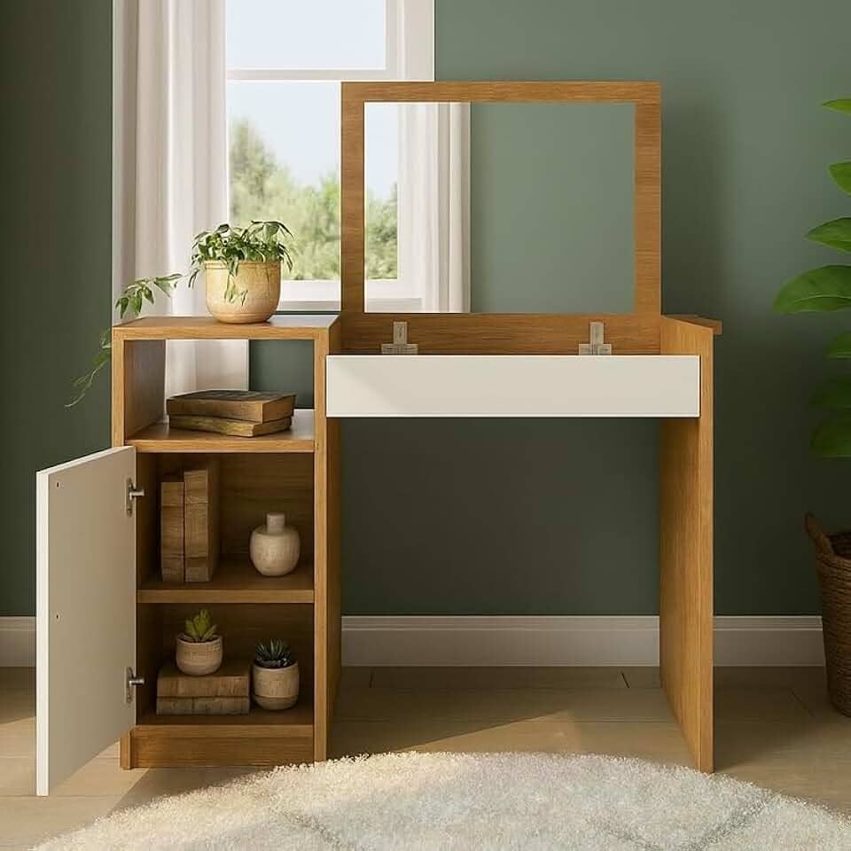 Penteadeira Compacta Com Espelho Interno(NATURE/FF)