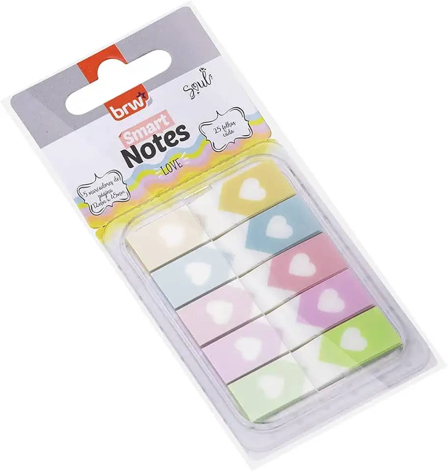 Marcador de Paginas 12x45mm S2 Dispenser 5 Cores, BRW